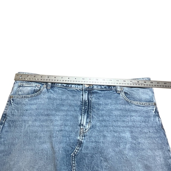 R JEANS Cotton Blend Split Front 5 Pocket Denim Midi Skirt Med Wash US Sz 36 - Picture 5 of 8